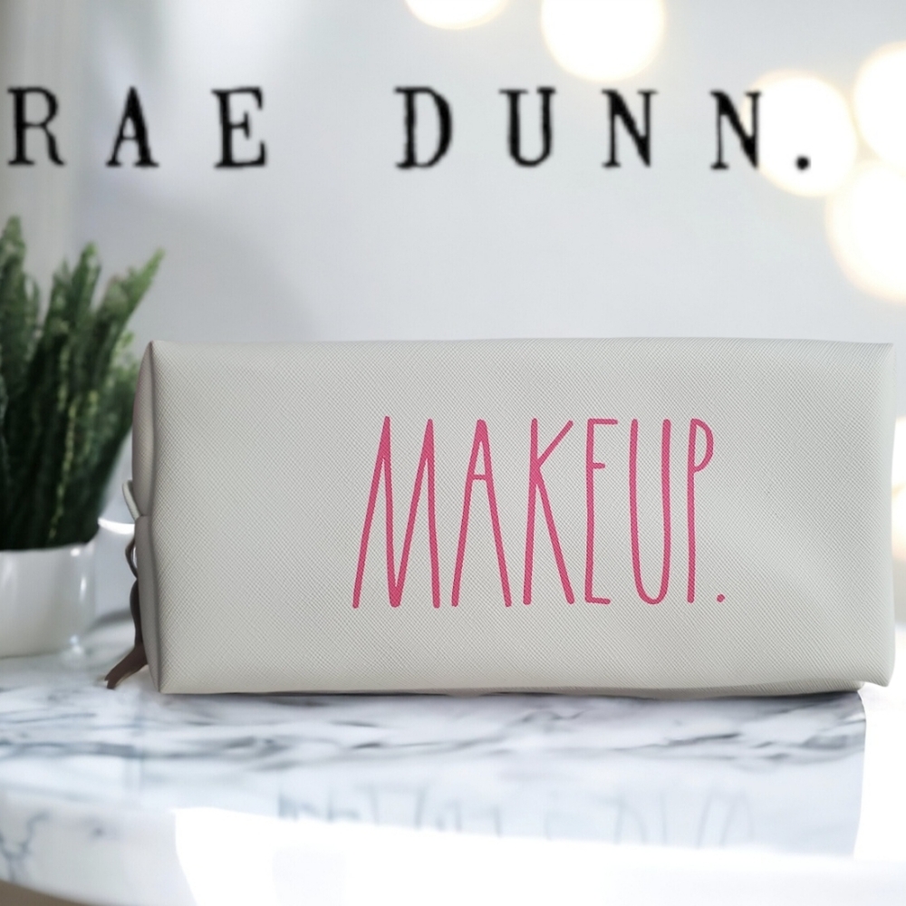 Rae Dunn Hot Pink And White "Makeup" Bag